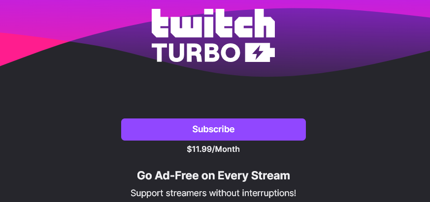 Logo Twitch Turbo avec une interface de chat sans publicité